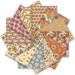 Colorful Retro Floral Fabric Bundles – 12 Pcs 18×22 Inch for Handmade Crafts