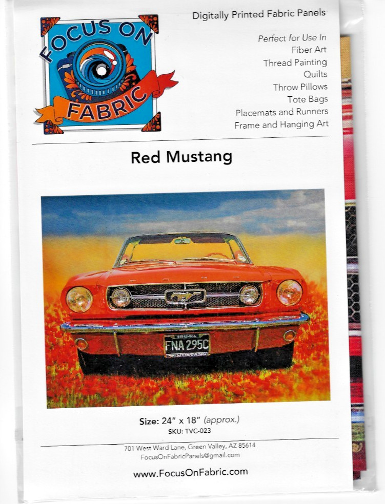 Red Mustang Digital Print Quilt Panel by Focus on Fabric btp