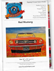 Red Mustang Digital Print Quilt Panel by Focus on Fabric btp