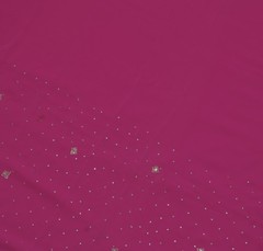 Sushila Vintage Magenta Sari Remnant Scrap Blend Georgette Embroidered Fabric