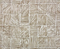 SCHUMACHER KATAMA CARAMEL BROWN BLOCK GEO EXCLUSIVE LINEN FABRIC 2.1 YARDS 54″W