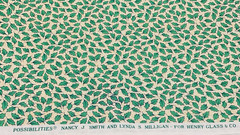 Vtg Possibilities Green Holly Leaf Fabric By Smith & Milligan Henry Glass 1+ Yds