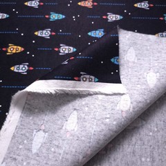 Retro Outer Space Rocket Ships Cotton Fabric 42″ By The Yard