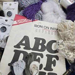 Slow Stitching Lot Fabric Buttons Floss Trim Thread Ribbon Sew Arts Crafts Black