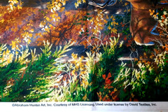 36×44 Fabric Panel Autumn Country Harvest Pumpkins Deer Red Barn DAVID TEXTILES