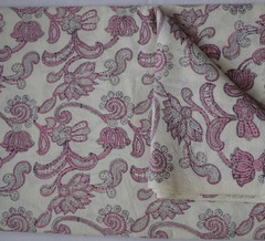 NO TARRIF CHARGES 100%✅ Indian Hand Block Fabric 5 Yard White & Pink KK18