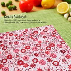 7 Pcs 25x25cm Red Flower Series Cotton Fabric Squares for Sewing Quilting