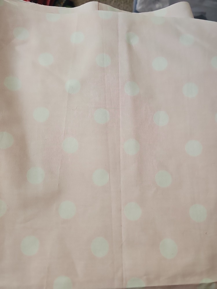 Fabric Remnant Material 24×90″ Cut Stains Fade Peach Pink Polka Dot Distressed