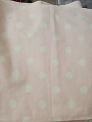 Fabric Remnant Material 24×90″ Cut Stains Fade Peach Pink Polka Dot Distressed