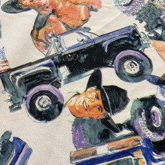 Sexy Country Men Cotton Flannel Fabric Shirtless Cowboys Trucks Flags