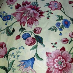 Mt. Vernon Designer Series Jacobean Floral Fabric Remnant Piece Teflon 1.25 yds