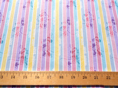 Disney Love MINNIE MOUSE STRIPE Fabric Pastels 2020 Pink Purple Yellow BTY