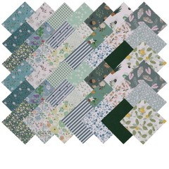 42 PCS Green Cotton Charm Pack Fabric Squares 5×5 Inch Quilting Sewing Craft