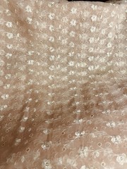 VTG Pale Pink Nylon Floral Eyelet Sheer Fabric Doll Clothes BTHY