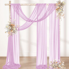 Lilac Purple Wedding Arch Draping Fabric 2 Panels 29″ X 20Ft Sheer Wedding Arch