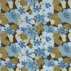 Oakhurst Signature Floral Cotton Fabric Blue Flowers Tan Brown Mini Quilt 97×44