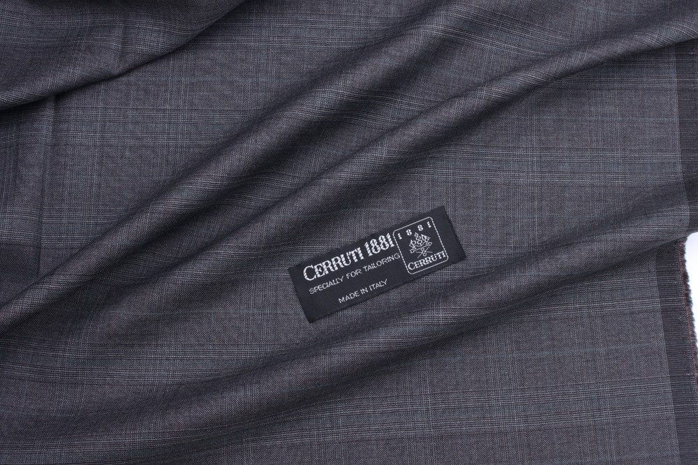 Lanificio Cerruti 130’s Gray Green check color pattern wool suiting fabric 5mts