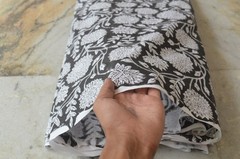 Black & White Hand Block 5 Yard 100%Cotton Fabric NO TARRIF CHARGES 100%✅ZK_391