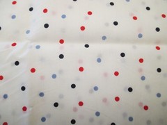 Small Blue Red Black Polka Dots on White Cotton Fabric 1 yd x 44 craft quilt