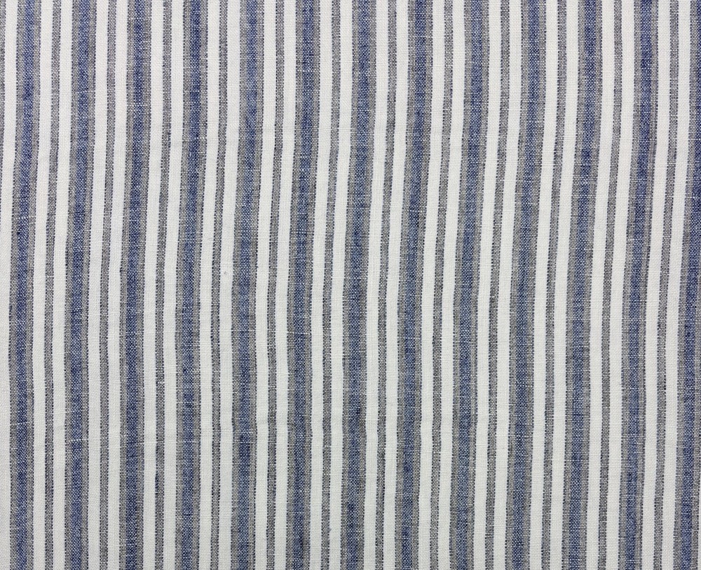 P KAUFMANN LEONA INDIGO BLUE STRIPE 100% LINEN MULTIPURPOSE FABRIC BY YARD 54″W
