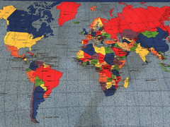 World MAP Australia Europe Greenland USA Africa Peru 100% COTTON QUILT FABRIC