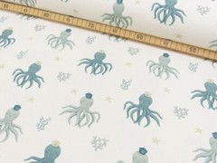 1M X 1.5M Cotton Jersey – Küstenkind Octopus – Fabric 95% Cotton 5% EL Maritime