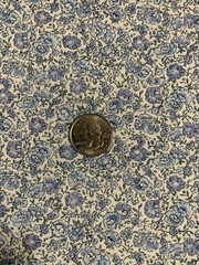 Vtg Floral Calico Fabric By Fabri-Quilt Blue Green White Cottagecore BTHY