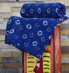 Indian Block Print Fabric Cotton Indigo Blue Dress Fabric by the 4 yard