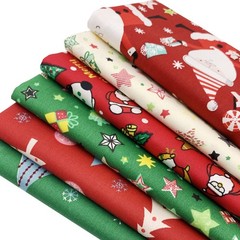 6 PCS Christmas Fabric Fat Quarters Cotton Quilting Bundles 19.7×19.7 Inch