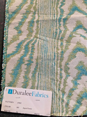 DURALEE Ikat in Aqua/Green 17 x 17 1/2″ Woven Damask Fabric Sample