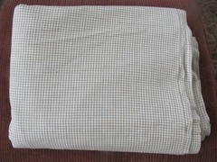 Homespun Fabric Woven Cotton Tan/Beige/White Small Check Smoke Free Home
