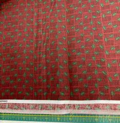FABRIC TRADITIONS-MINI-TREE TOSSED ON COUNTRY RED PLAID – 1 3/8 YARDS