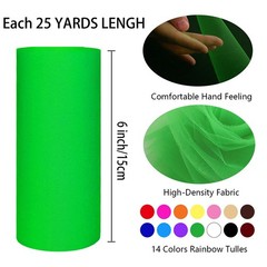 14 Colors Tulle Rolls 6” by 25 Yards (75 Feet) Rainbow Tulle Netting Fabric S…