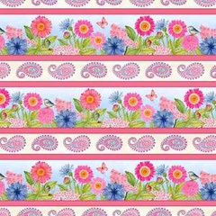 Paisley Punch, Nicole Tamarin Multi Repeating Stripe BTY 44″ Wide Quilt Fabric