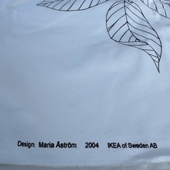 IKEA Fabric 60×120 White Black Maria Astrom 2004 Botanical Leaf Canvas 3.3Yd