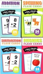 Learning Educational Flash Cards (Wipe Clean Again & Again) – (Set of 4 Pack)