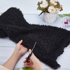 MAYJOYDIY 1.9 Yards Black Curly Sherpa Fleece Fabric 30 Inches Lambskin Thermal