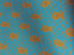 ‘Fish Swimming’ Orange Goldfish on Blue Soft Fabric BTY x 58in W Made in Brazil