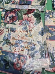 19+ Yards VTG Waverly Carolina Rose Fabric Blue Pink Floral Home Decor Chintz