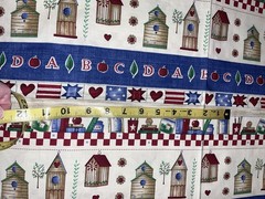 VTG Books Alphabet Checkered Birdhouses Border Stripes Oakhurst Textiles BTFQ