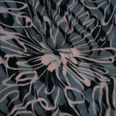 Designers lace devore fabric Black & Pink Floral Remnant 170x140cm Made in Italy