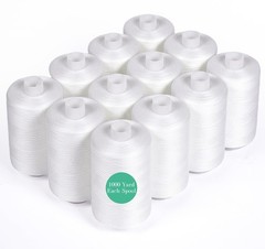 12 Pcs White Sewing Thread, 1000 Yard Each Spool | Polyester White Thread for…