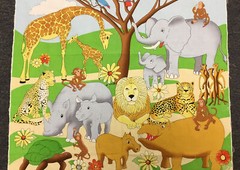 Avlyn 23.5×44.5 Safari Lion Giraffe Elephant Monkey Hippo Cheetah Lemur Fabric