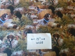 Sporting Dogs In The Field Cotton Fabric – 15 INCHES WIDE and 36 INCHES LONG