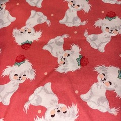 1 1/2 Yd X 42” Fabric Dogs With Roses On Orangeish Red By JO-ANN