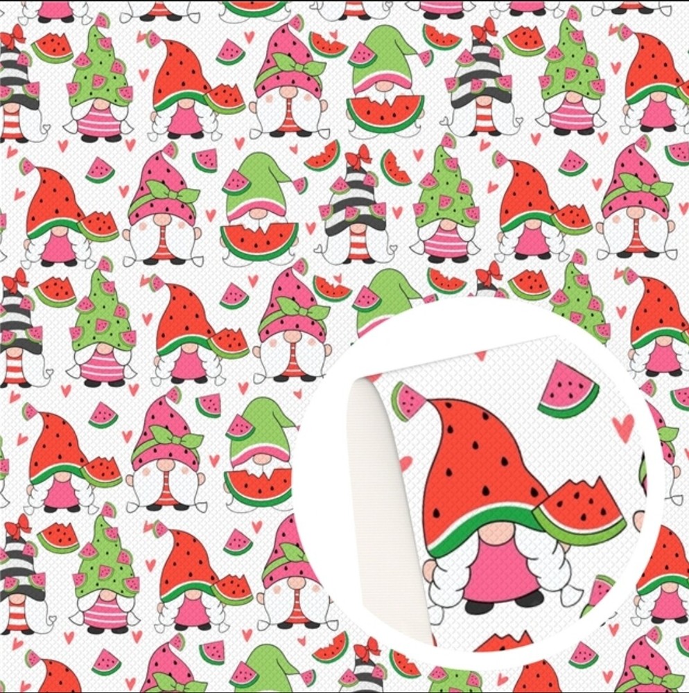 Gnome Watermelon FAUX LEATHER SHEET 8 X 12″ 1163019 Hearts LITCHI TEXTURE