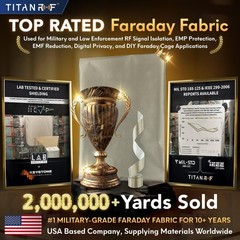 Faraday Fabric Kit 1 Yard Conductive Polyester RF Signal Blocker 36 L Tape