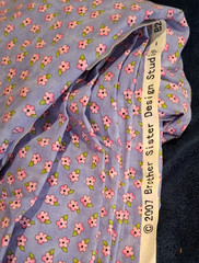 Vtg. 2007 Brother Sister Design Studio Periwinkle Floral Fabric 2 7/8 yds