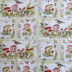 By The Yard ~ Mushrooms Patches ~ $3.99 Ships ANY Amount Of Cotton Fabric