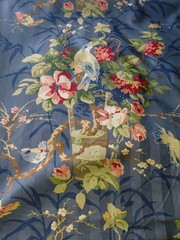 Richloom Platinum Collection Blue Stripe Floral Birds Fabric 6+ Yds NEW Charming